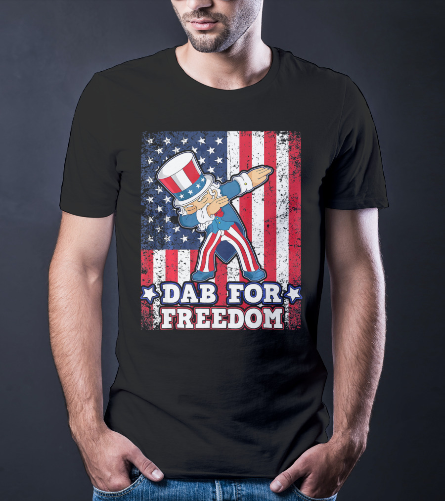 Uncle Sam Dabbing Dab For Freedom Patriotic Flag T-Shirt