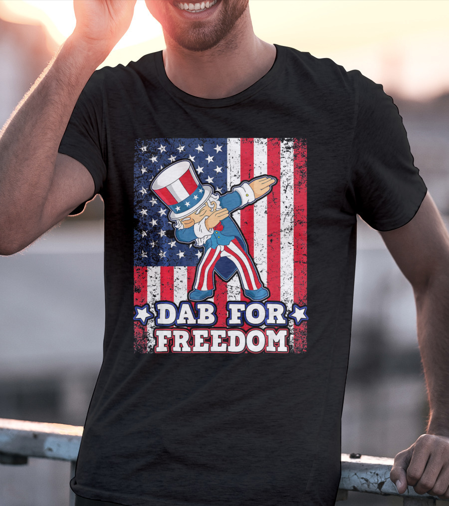 Uncle Sam Dabbing Dab For Freedom Patriotic Flag T-Shirt