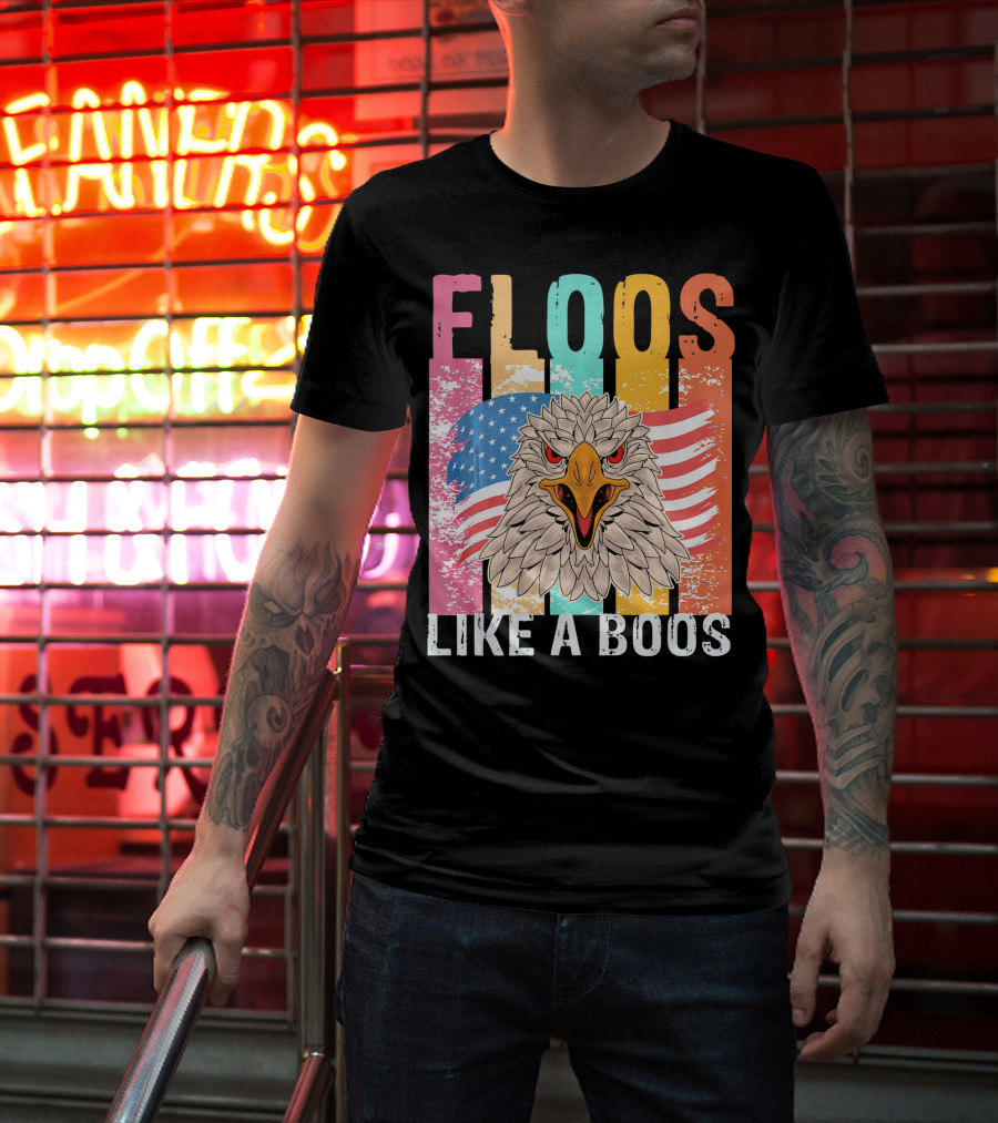 FLOOS Like A Boos Bald Eagle American Flag Vantage T-Shirt