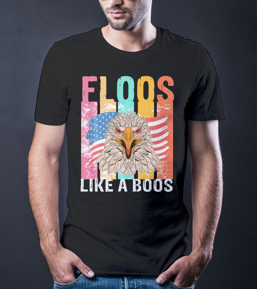 FLOOS Like A Boos Bald Eagle American Flag Vantage T-Shirt