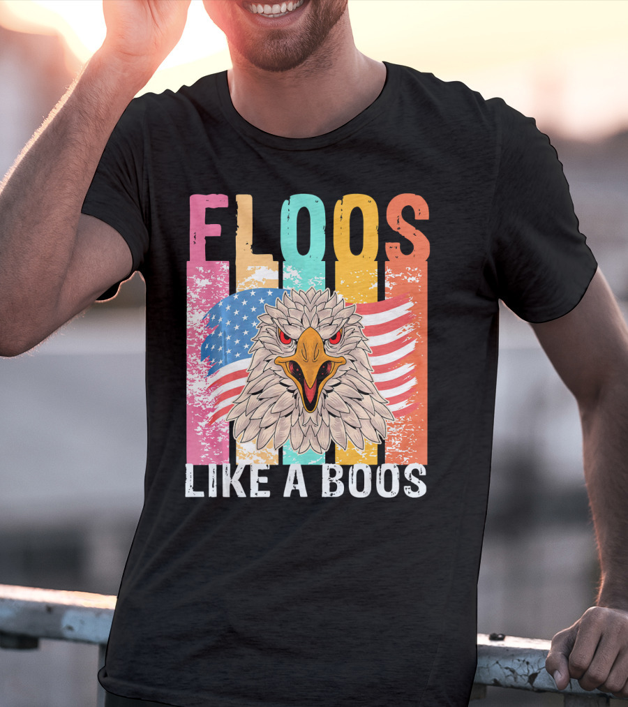 FLOOS Like A Boos Bald Eagle American Flag Vantage T-Shirt