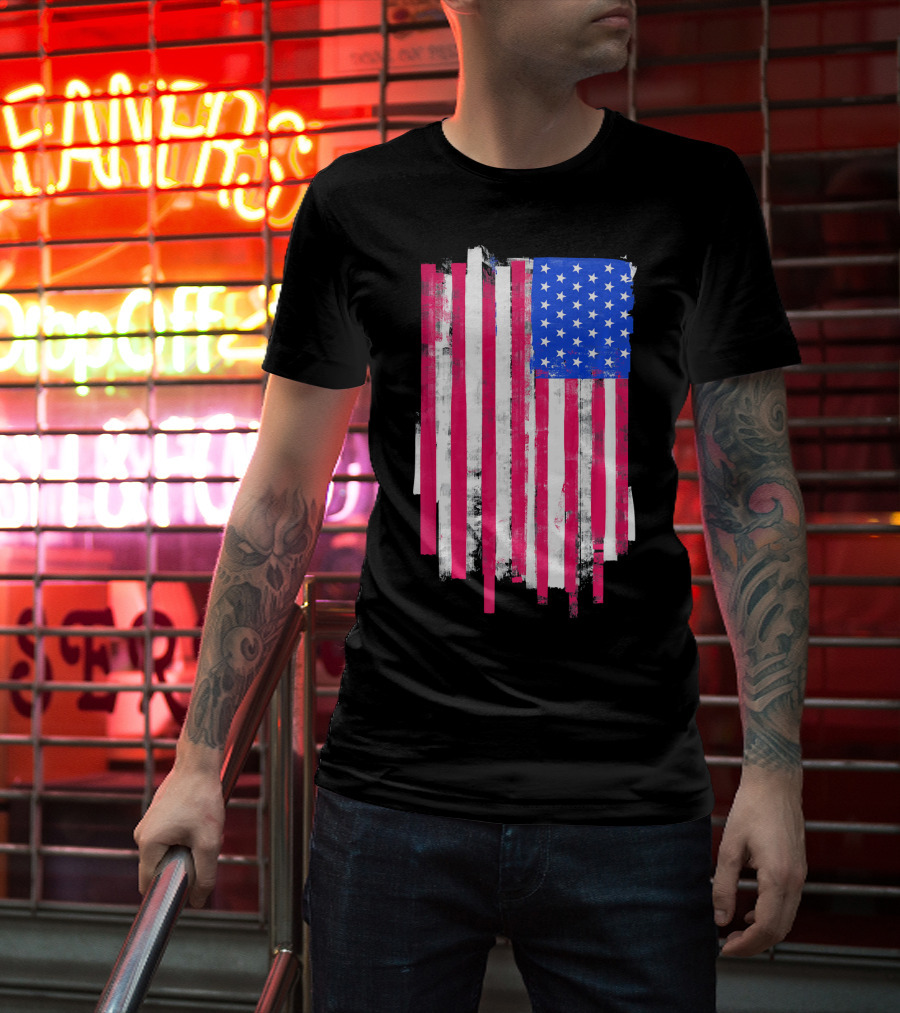 American Distressed USA Flag Patriotic T-Shirt
