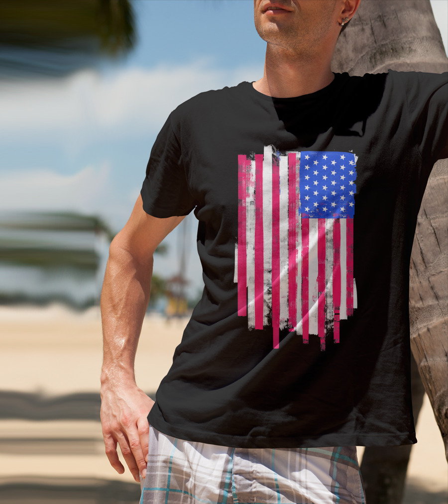 American Distressed USA Flag Patriotic T-Shirt