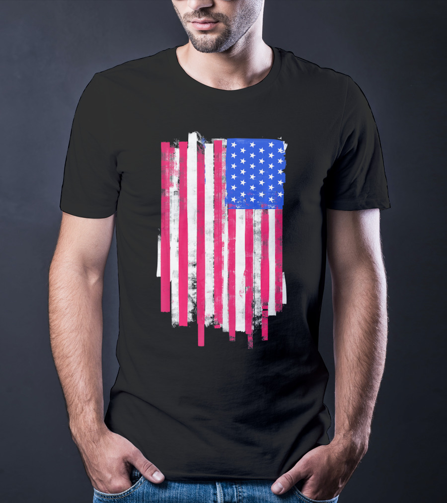 American Distressed USA Flag Patriotic T-Shirt