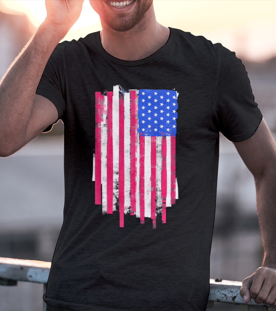 American Distressed USA Flag Patriotic T-Shirt