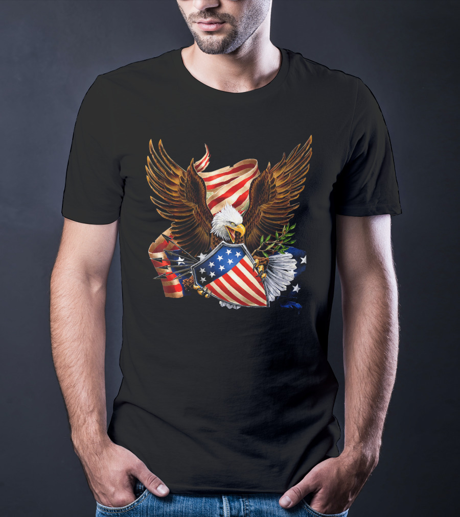 American Patriotic Eagle With Shield Arrows And Stars T-Shirt