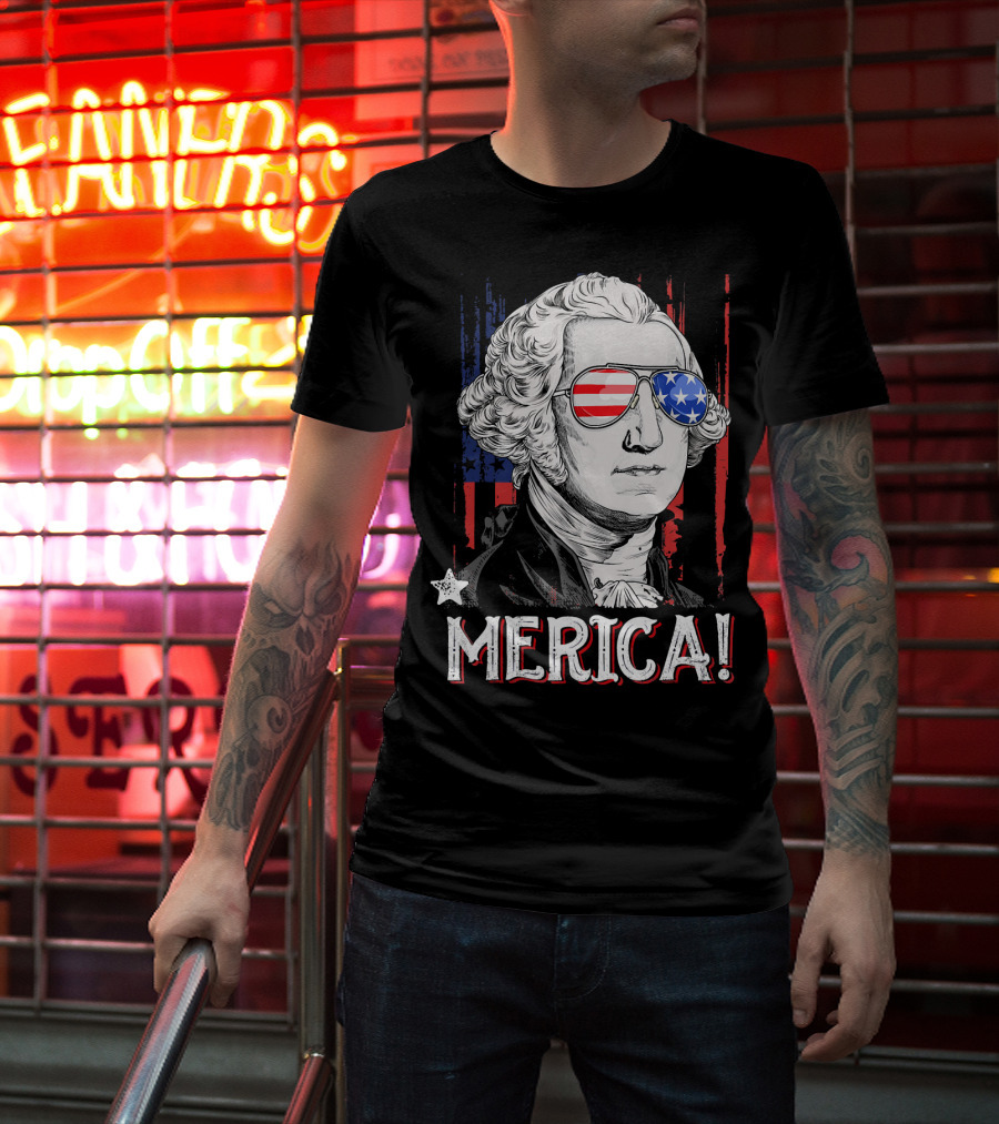 Star-Spangled George Washington Cool Shades Merica T-Shirt