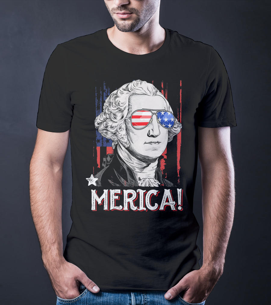 Star-Spangled George Washington Cool Shades Merica T-Shirt