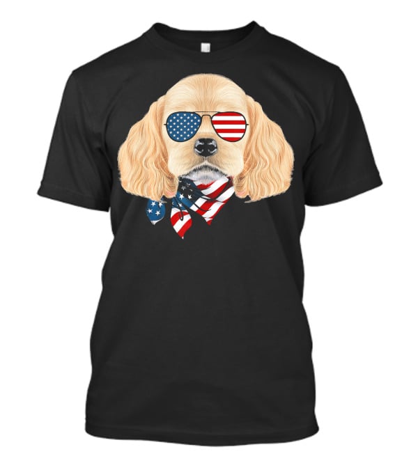 Cocker Spaniel Wearing American Flag Sunglasses And Bandana Patriotic T-Shirt