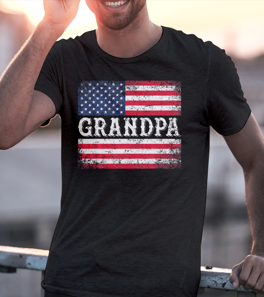 Grandpa Patriotic Vintage USA Flag T-Shirt