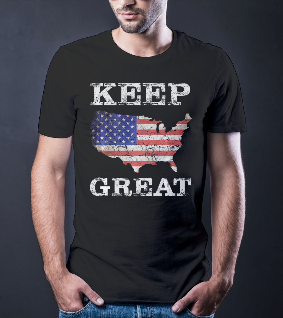 Keep America Great Vintage Patriot Map Flag T-Shirt