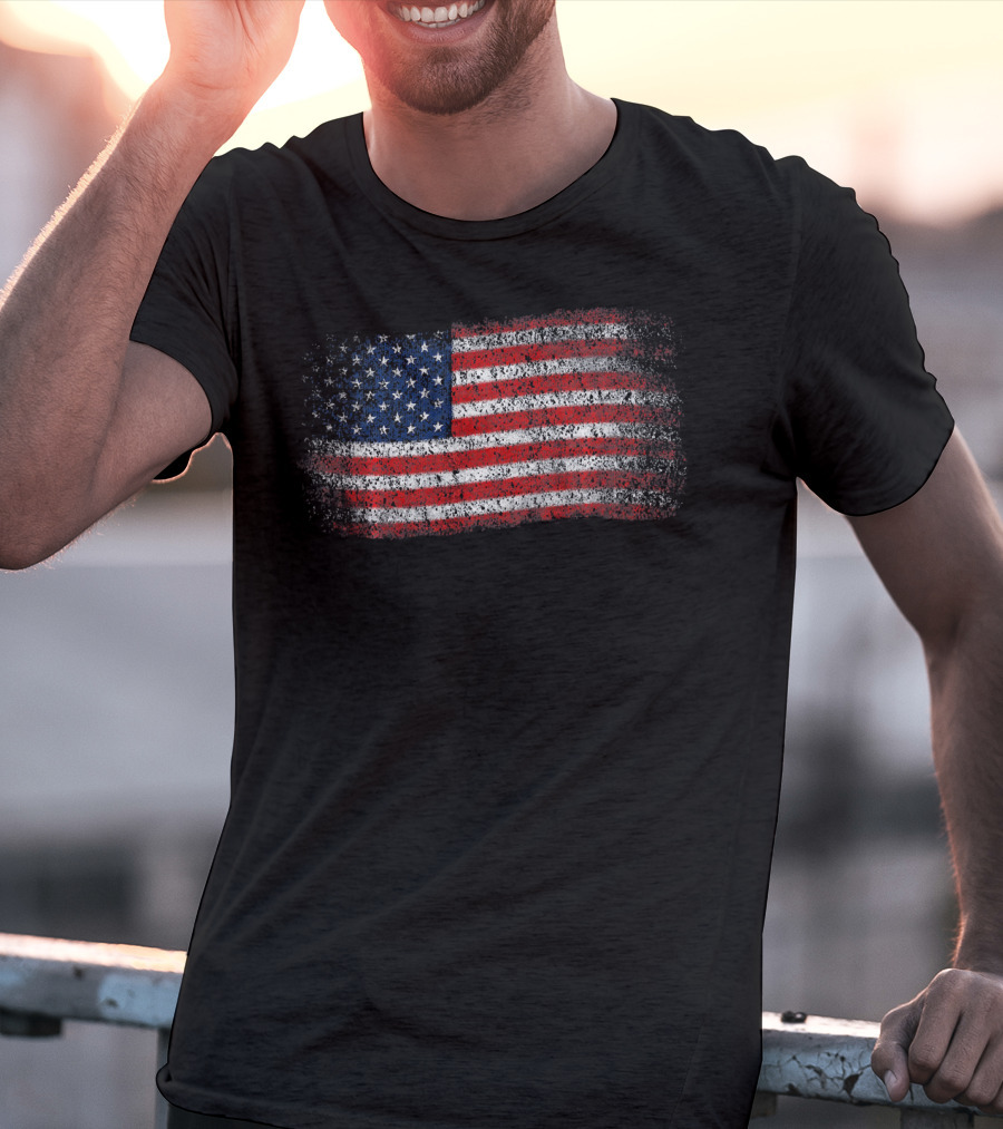 Vintage Distressed USA Flag Patriotic American T-Shirt