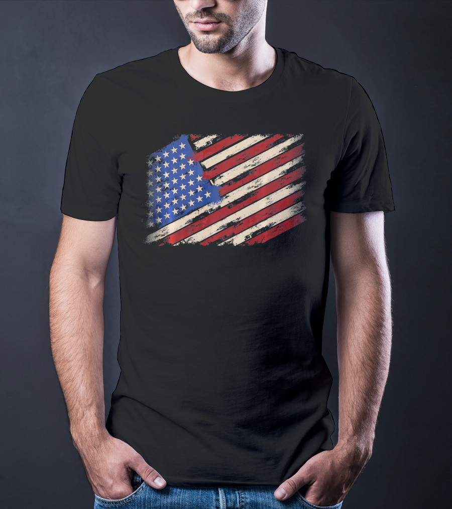 Distressed American US Flag Vintage Retro T-Shirt