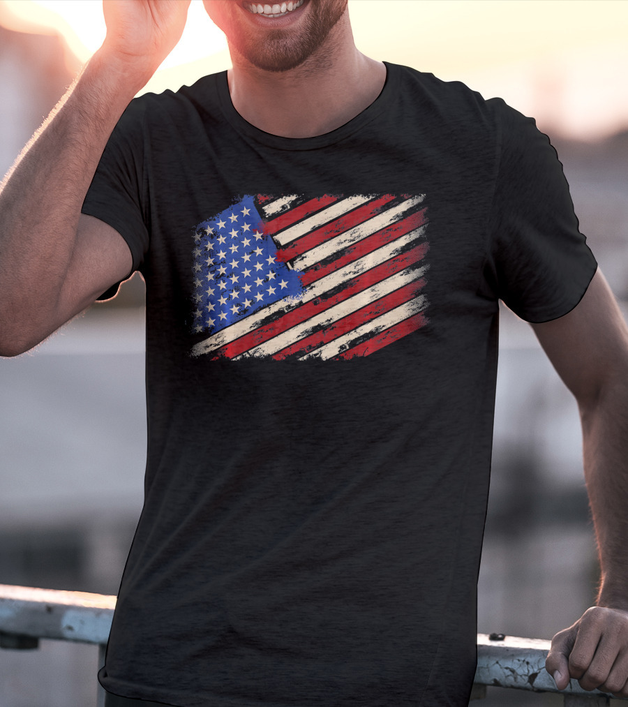 Distressed American US Flag Vintage Retro T-Shirt
