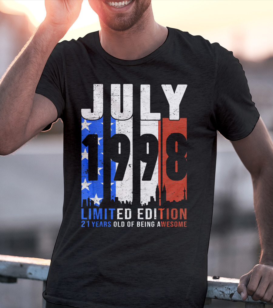 July 1998 American Flag 21 Years Old Of Being Awesome T-Shirt