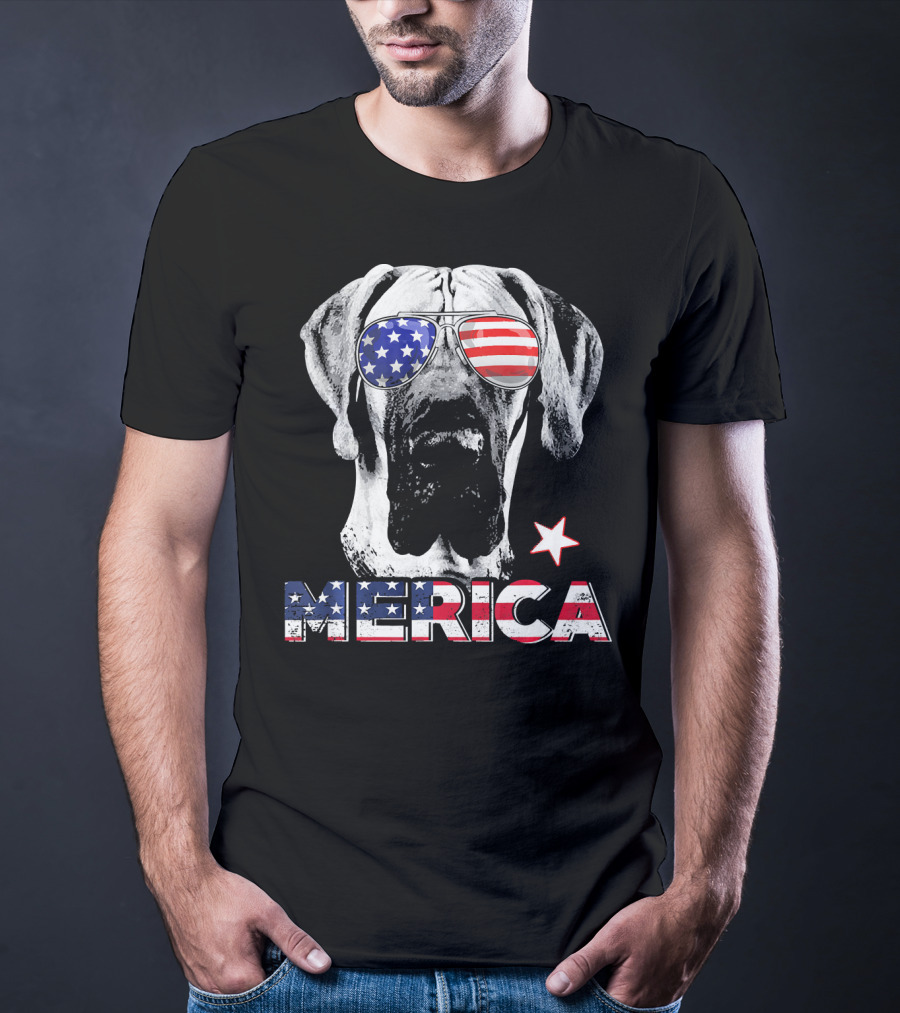 Great Dane 'Merica American Flag Sunglass Star T-Shirt