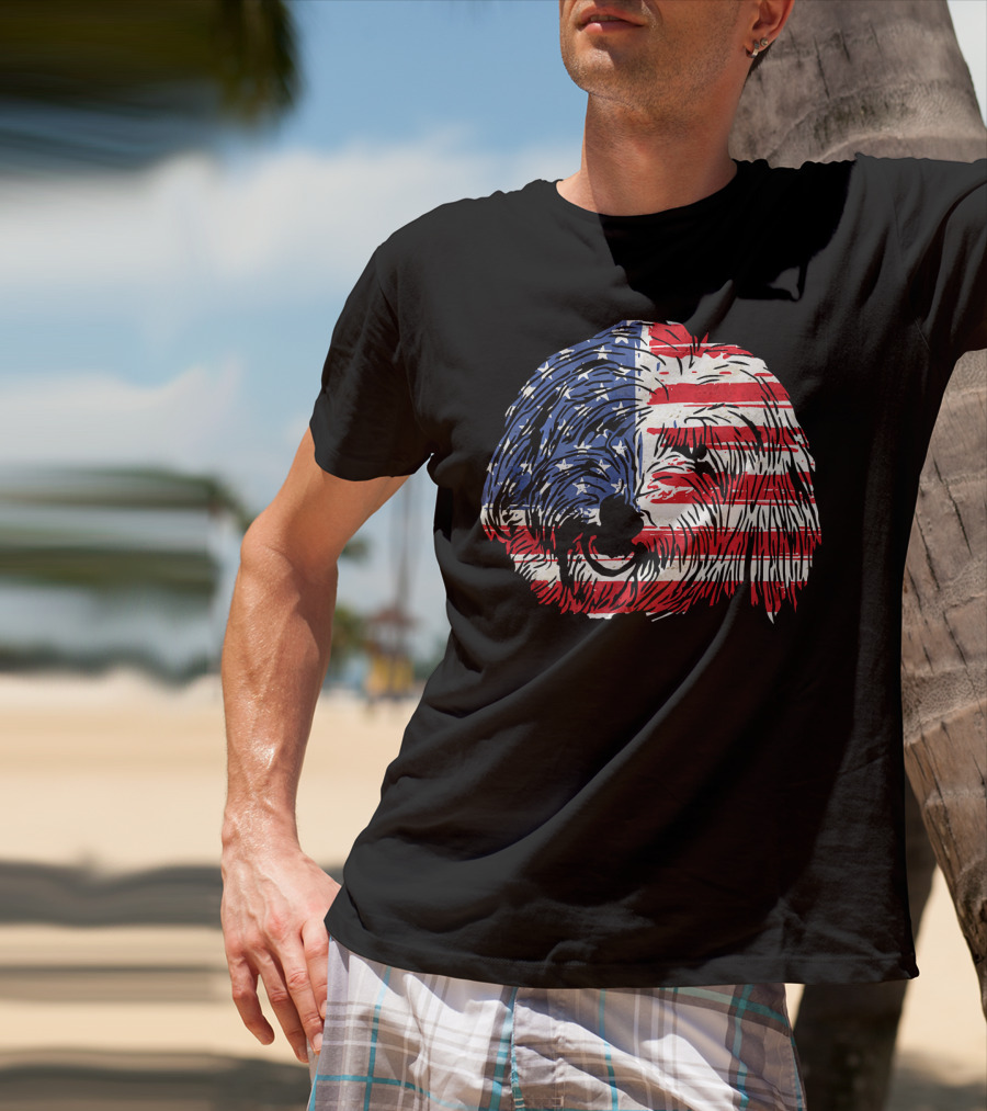 Funny Coton De Tulear Dog With American Flag T-Shirt