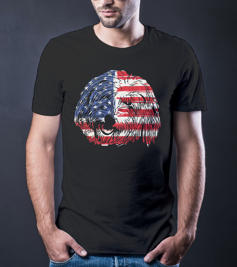 Funny Coton De Tulear Dog With American Flag T-Shirt