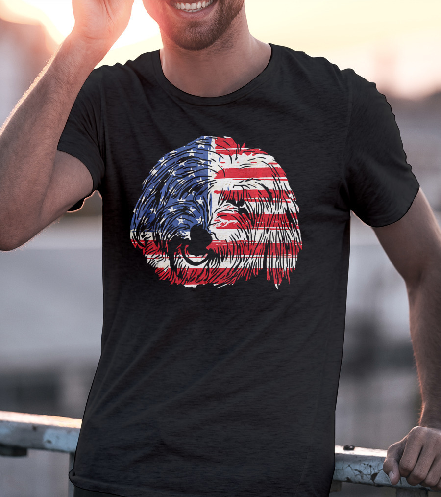 Funny Coton De Tulear Dog With American Flag T-Shirt