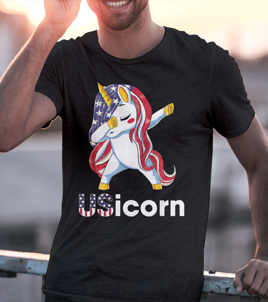 USA Flag Dabbing Unicorn USicorn Dress Stuff T-Shirt