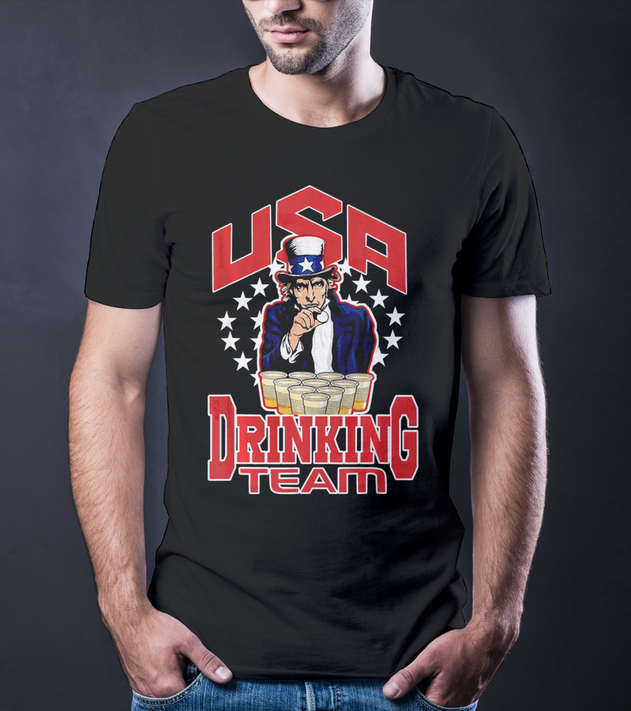 USA Uncle Sam Drinking Team Beer Pong Stars T-Shirt