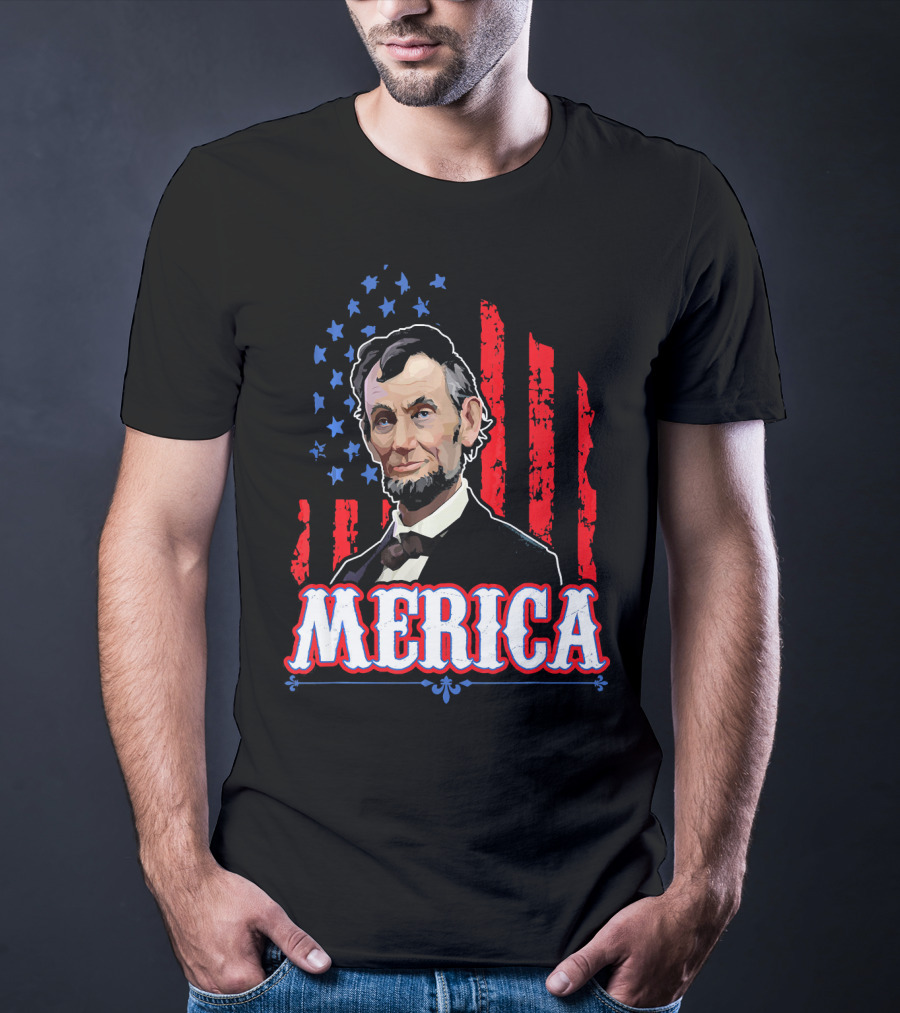 Abraham Lincoln Merica USA Flag T-Shirt