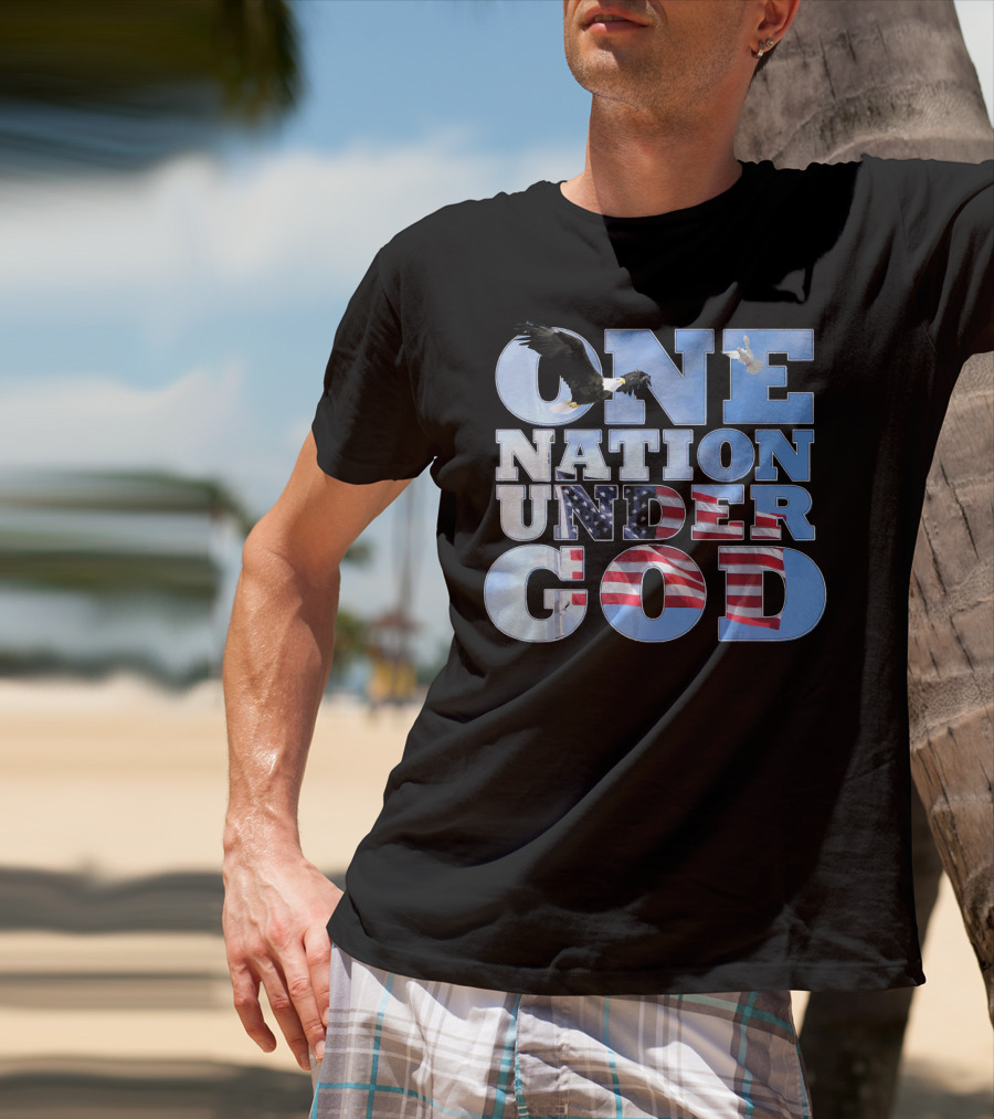 One Nation Under God USA Flag Bald Eagle T-Shirt