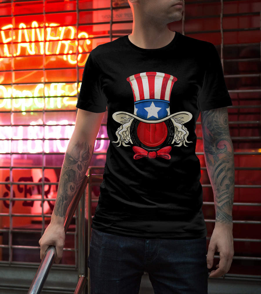 American Flag Curling Stone Uncle Sam Hat Patriotic T-Shirt