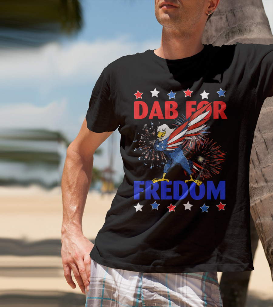 Dab For Freedom Patriotic Dabbing Eagle Firework Extravaganza T-Shirt