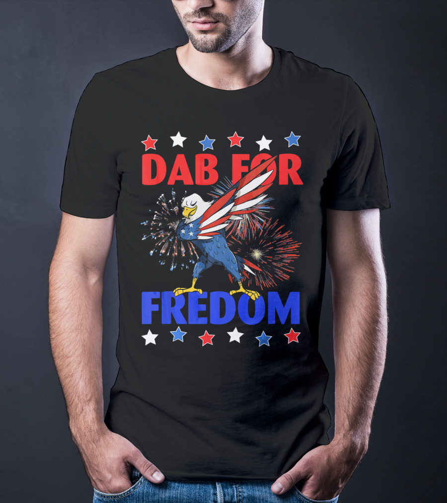 Dab For Freedom Patriotic Dabbing Eagle Firework Extravaganza T-Shirt