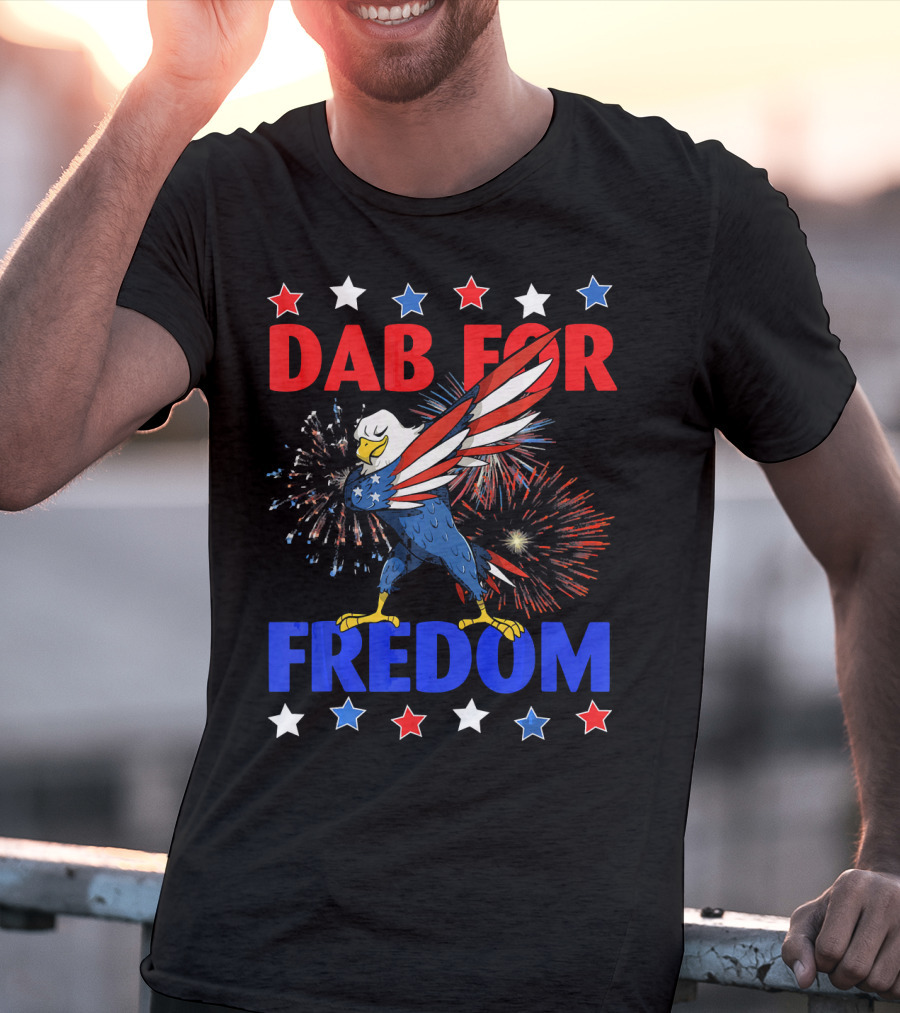 Dab For Freedom Patriotic Dabbing Eagle Firework Extravaganza T-Shirt