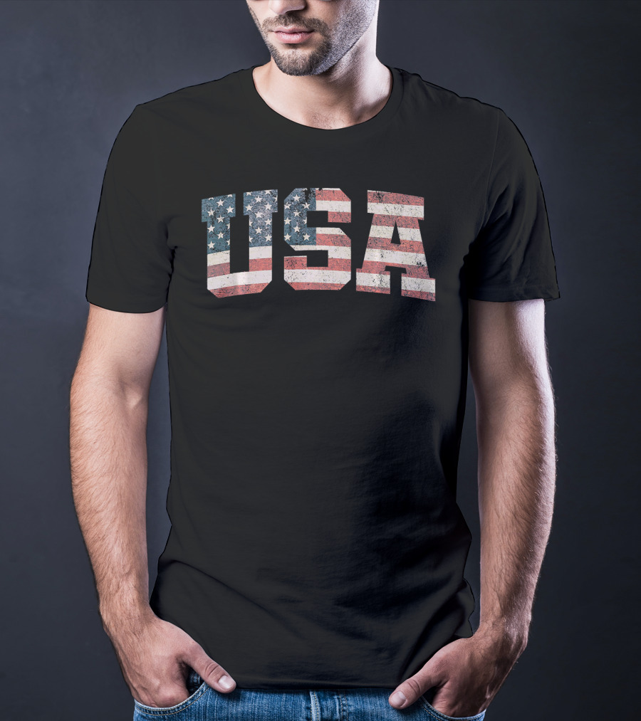 USA Flag Patriotic Vintage Look T-Shirt