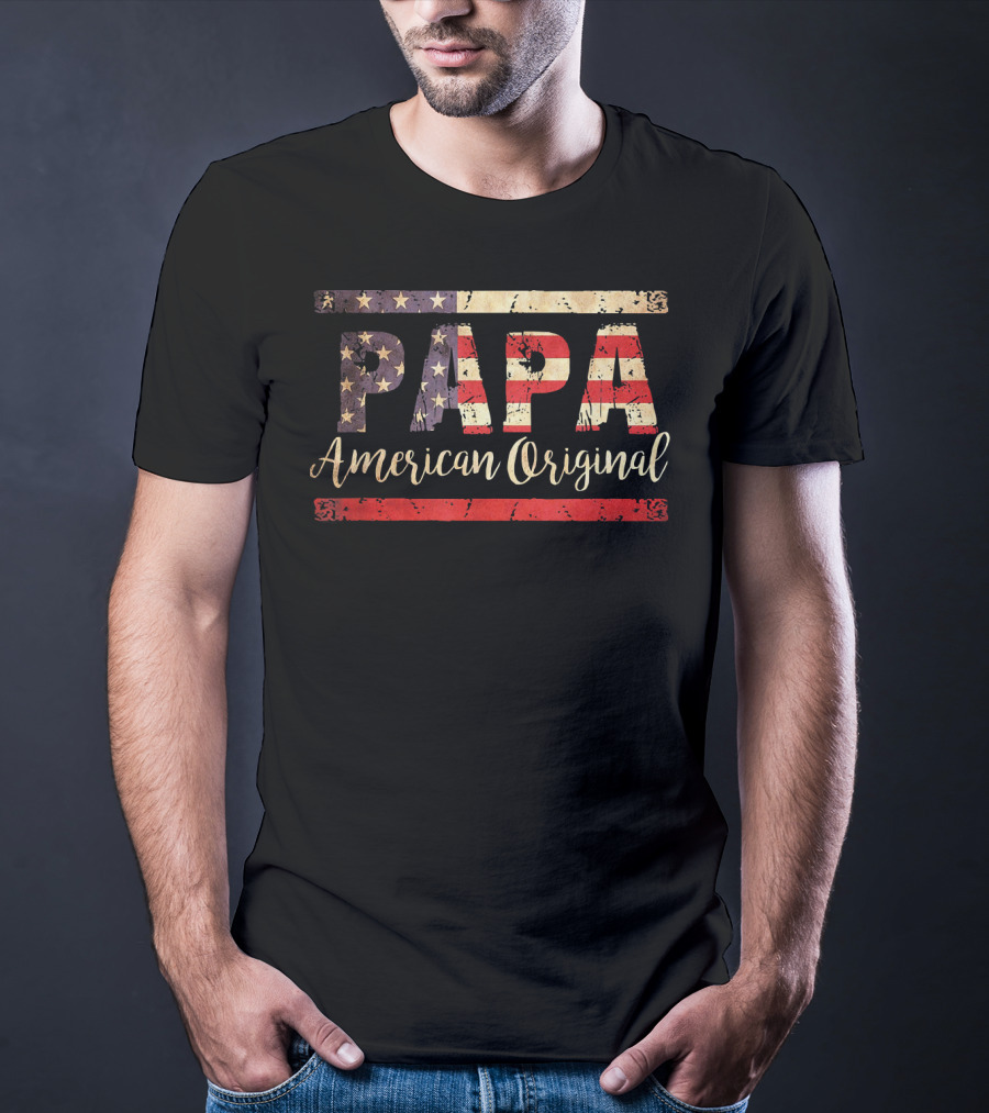 Papa American Original Vintage Flag Mens T-Shirt