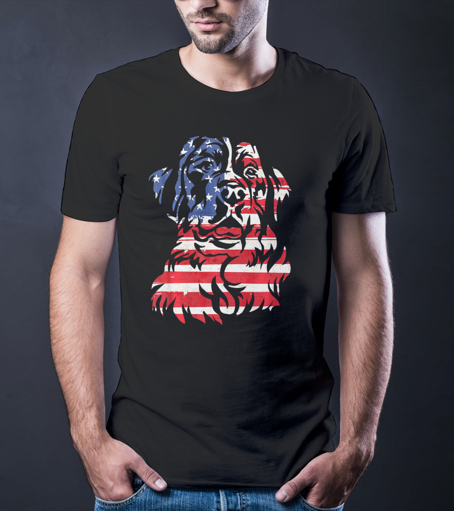 Funny Bernese Mountain Dog American Flag T-Shirt