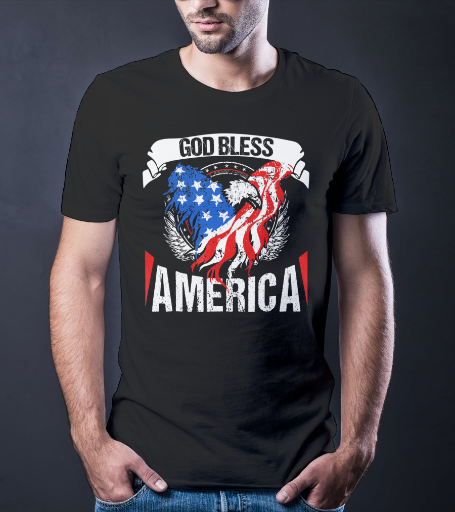 God Bless America Eagle Patriotic Stars And Stripes Wings T-Shirt