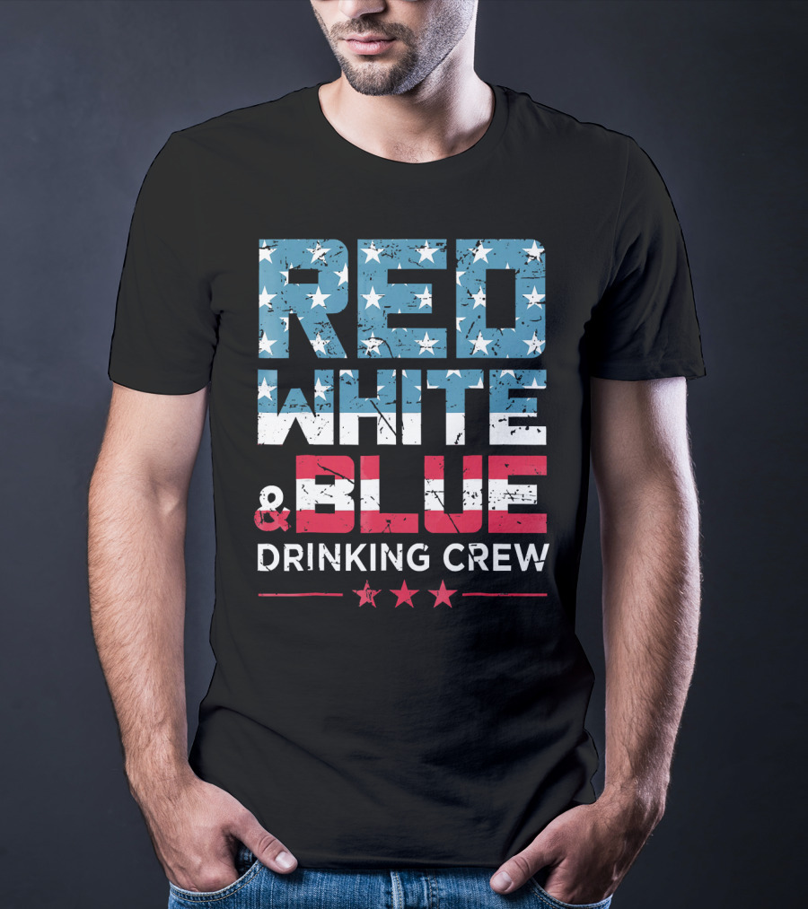 RED WHITE And BLUE DRINKING CREW T-Shirt