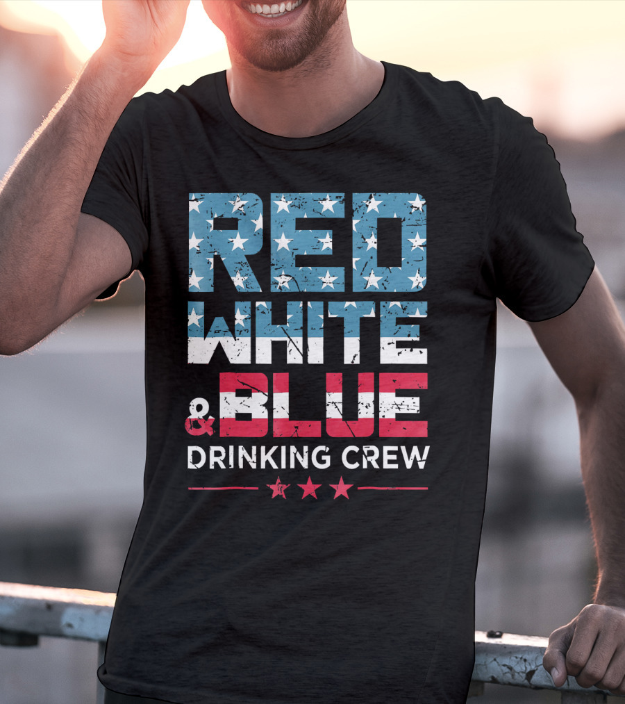 RED WHITE And BLUE DRINKING CREW T-Shirt