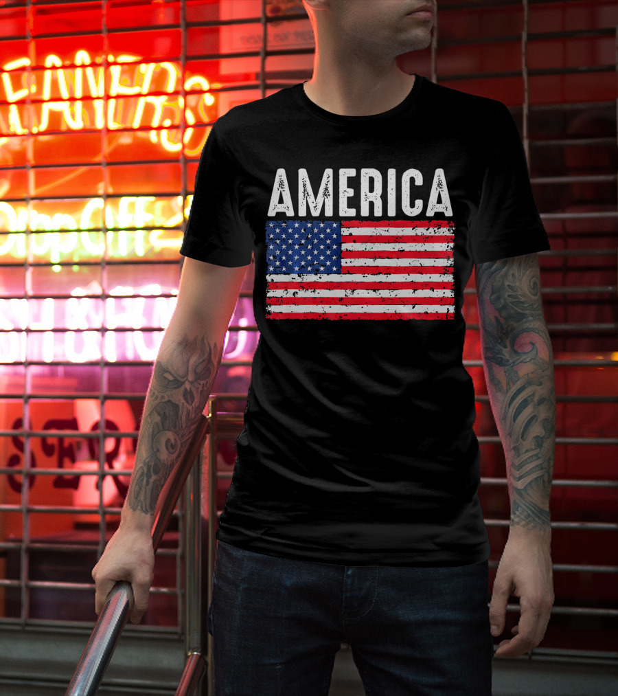 America Flag USA Patriotic Fourth Of July T-Shirt