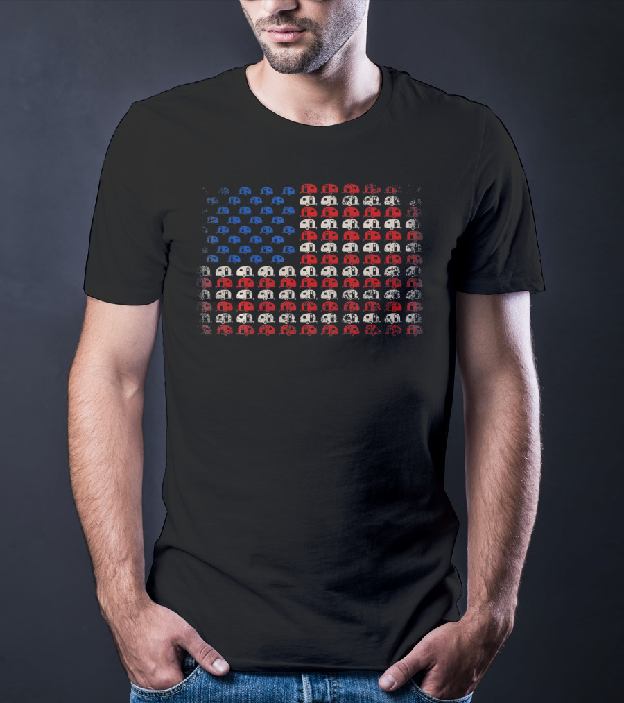 American Flag Camper Patriotic RV Camping T-Shirt