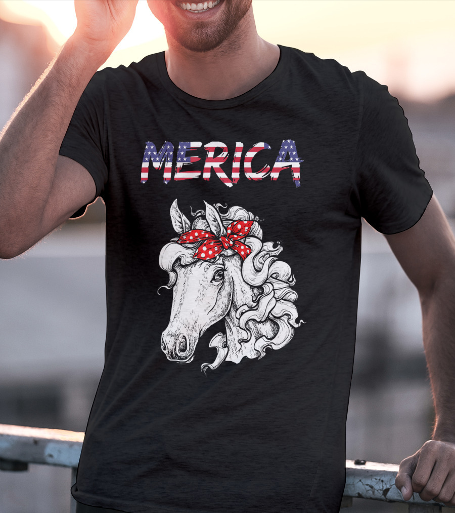 Merica Horse Bandana Independence Day T-Shirt