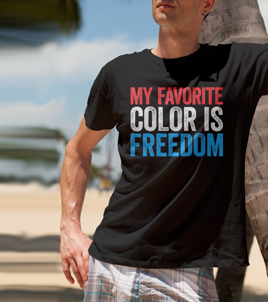 My Favorite Color Is Freedom Pixelated Patriotic T-Shirt
