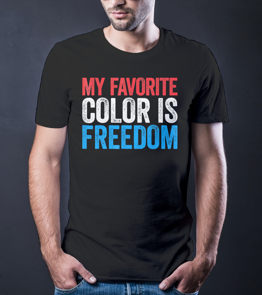 My Favorite Color Is Freedom Pixelated Patriotic T-Shirt