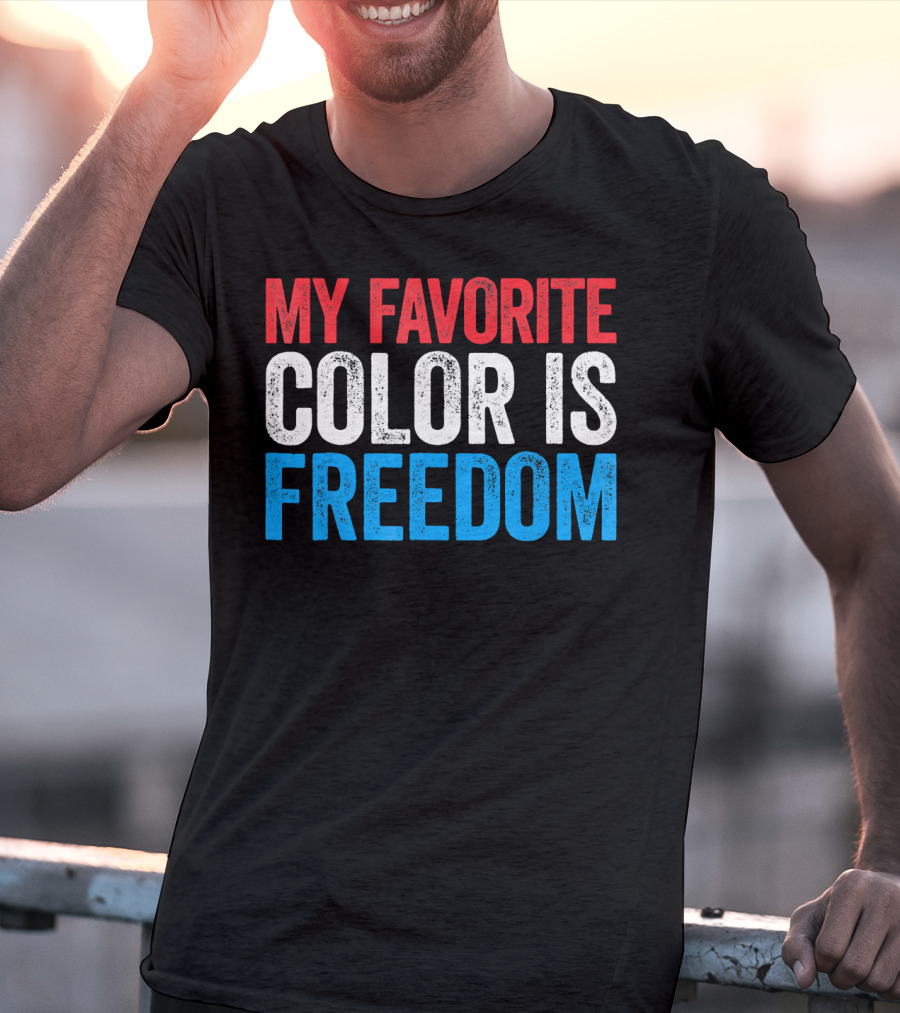 My Favorite Color Is Freedom Pixelated Patriotic T-Shirt