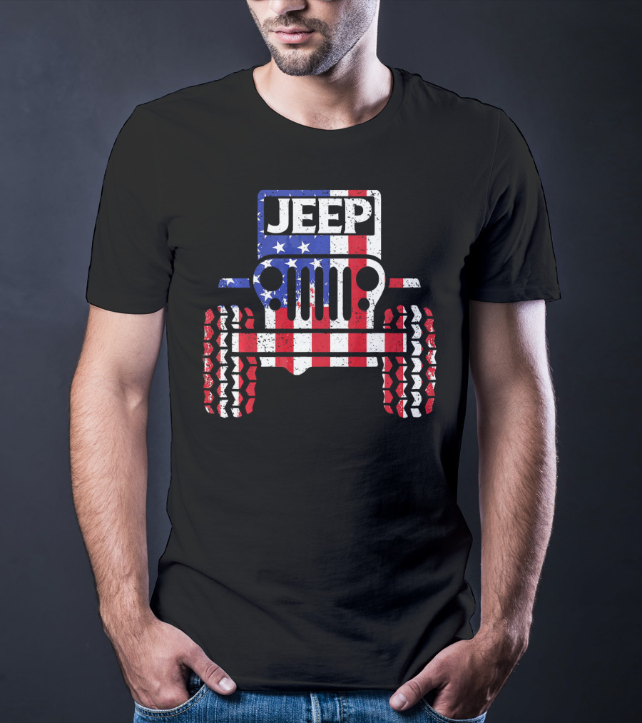 JEEPS American Flag Patriotic Retro Vintage Jeep USA T-Shirt