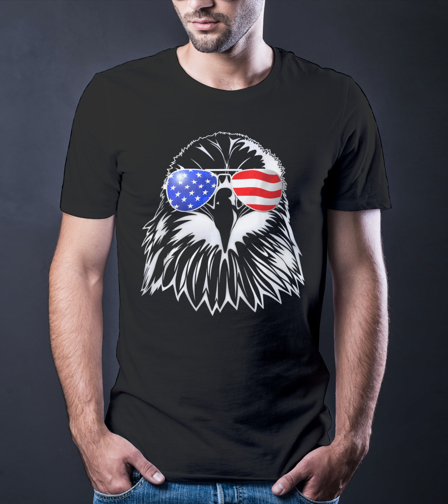American Flag Eagle With USA Sunglasses T-Shirt