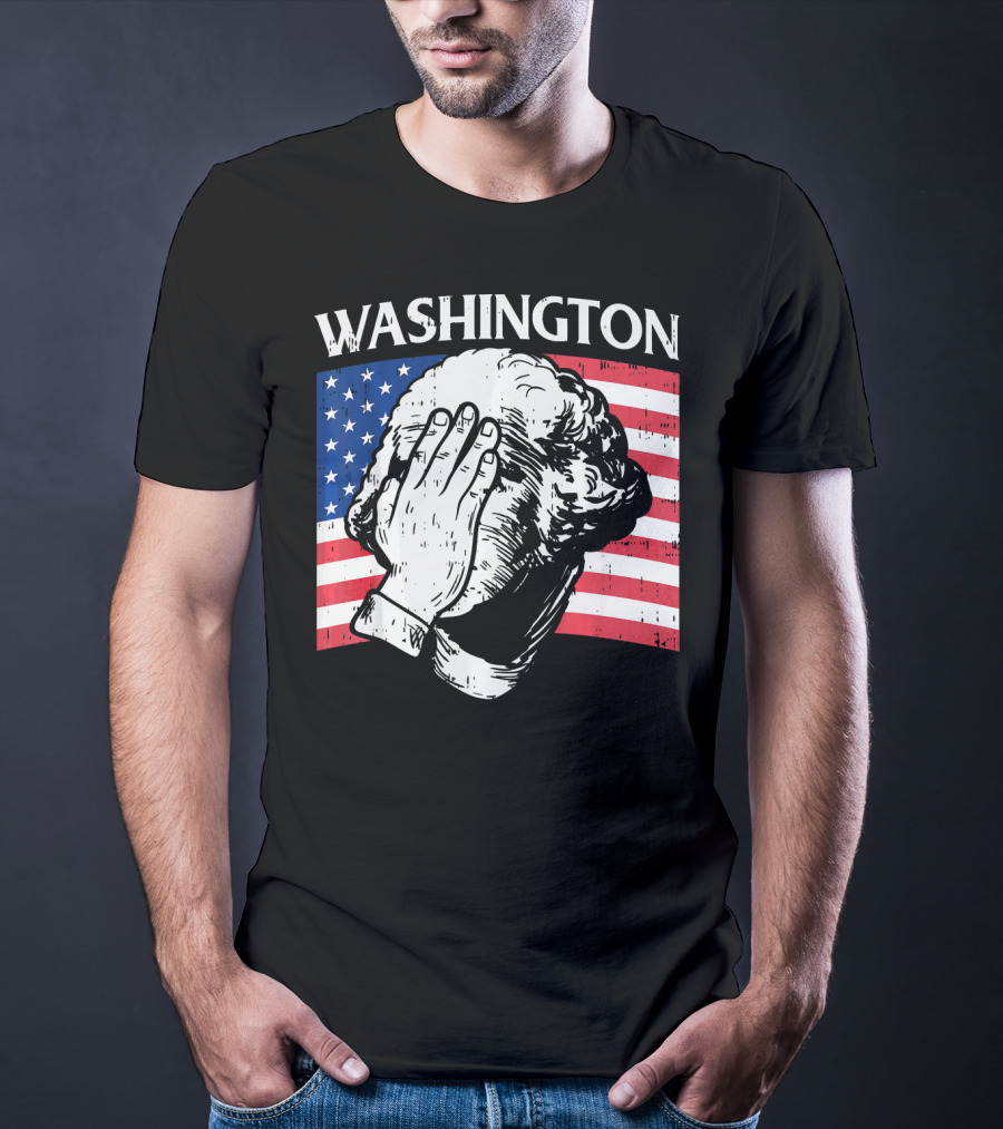 Washington Facepalm American Flag Background T-Shirt