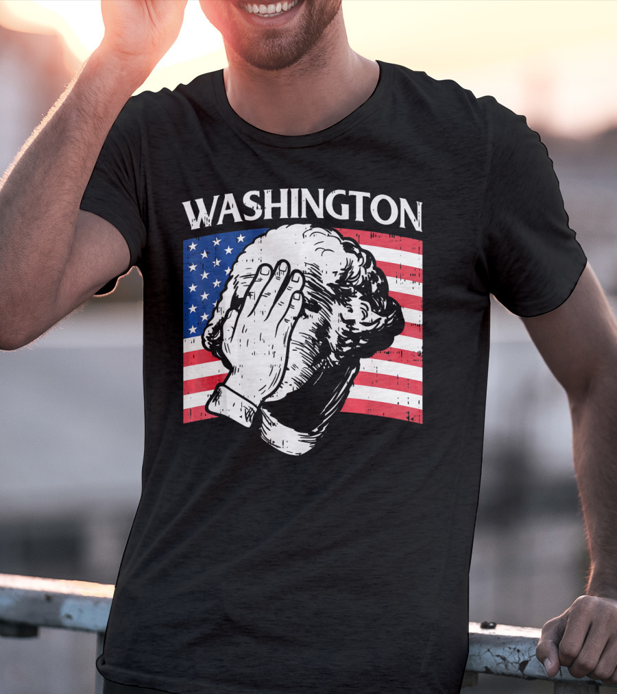 Washington Facepalm American Flag Background T-Shirt