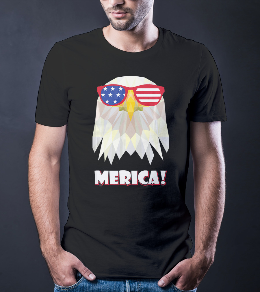 Merica Eagle With American Flag Sunglasses T-Shirt