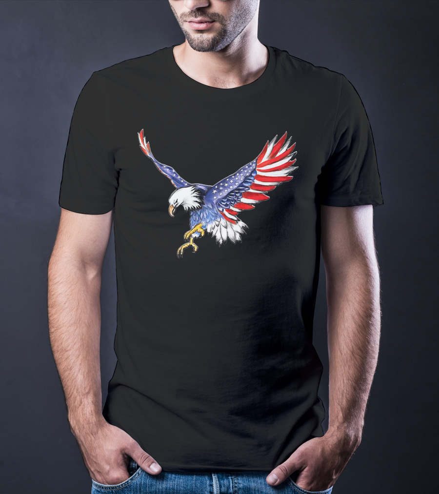 USA Flag Bald Eagle American Flag Wings T-Shirt