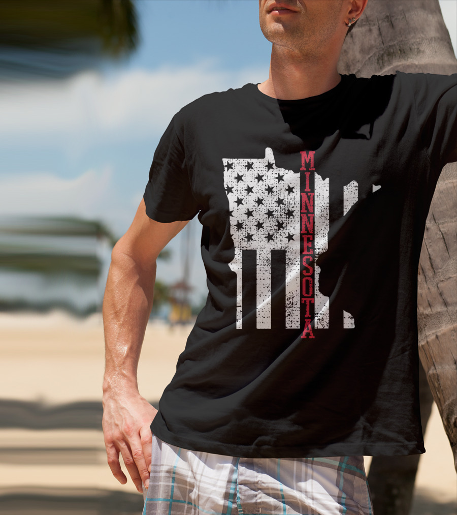Minnesota USA Flag Vintage Retro America State Map T-Shirt